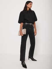 Mint Velvet Black Petal Detail Shirt - Image 2 of 7