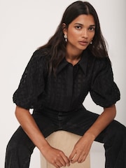 Mint Velvet Black Petal Detail Shirt - Image 3 of 7