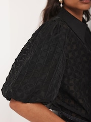 Mint Velvet Black Petal Detail Shirt - Image 5 of 7
