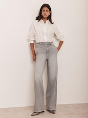 Mint Velvet Grey Washed Wide Jeans - Image 5 of 7
