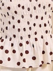 Friends Like These Chocolate Spot Short Sleeve Smocked Top - Image 2 of 5