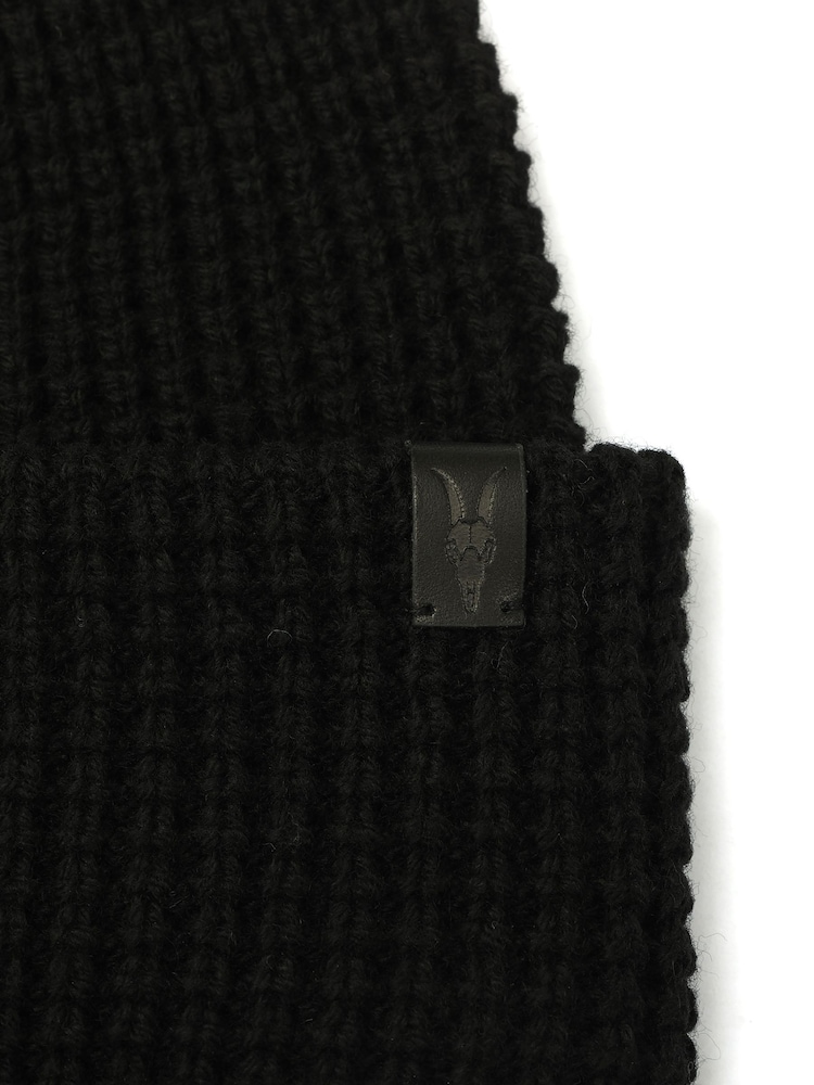 AllSaints Black Waffle Stitch Beanie - Image 4 of 4