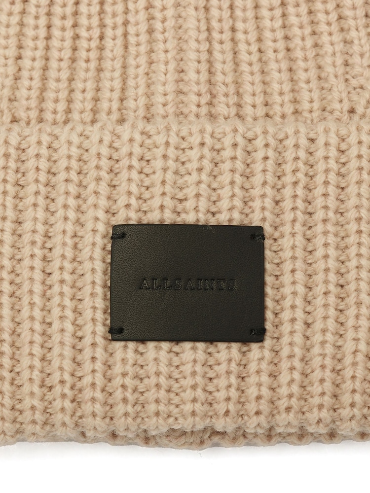 AllSaints Pink Traveling Rib Beanie - Image 4 of 4 AllSaints Pink Traveling Rib Beanie - Image 4 of 4
