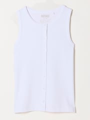 FatFace Rosa White Button Ribbed Vest - Image 7 of 7