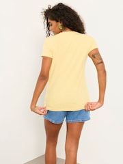 FatFace Demi Yellow V Neck T Shirt - Image 2 of 6
