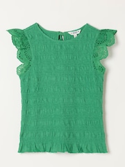 FatFace Betty Green Shirred Top - Image 7 of 7