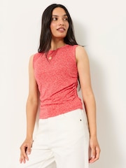 FatFace Ruby Red Coral Texture Ruched Sleeveless Tank - Image 1 of 6