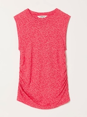FatFace Ruby Red Coral Texture Ruched Sleeveless Tank - Image 6 of 6