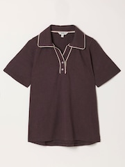 FatFace Paige Chocolate Brown Short Sleeve Jersey Shirt - Image 5 of 5