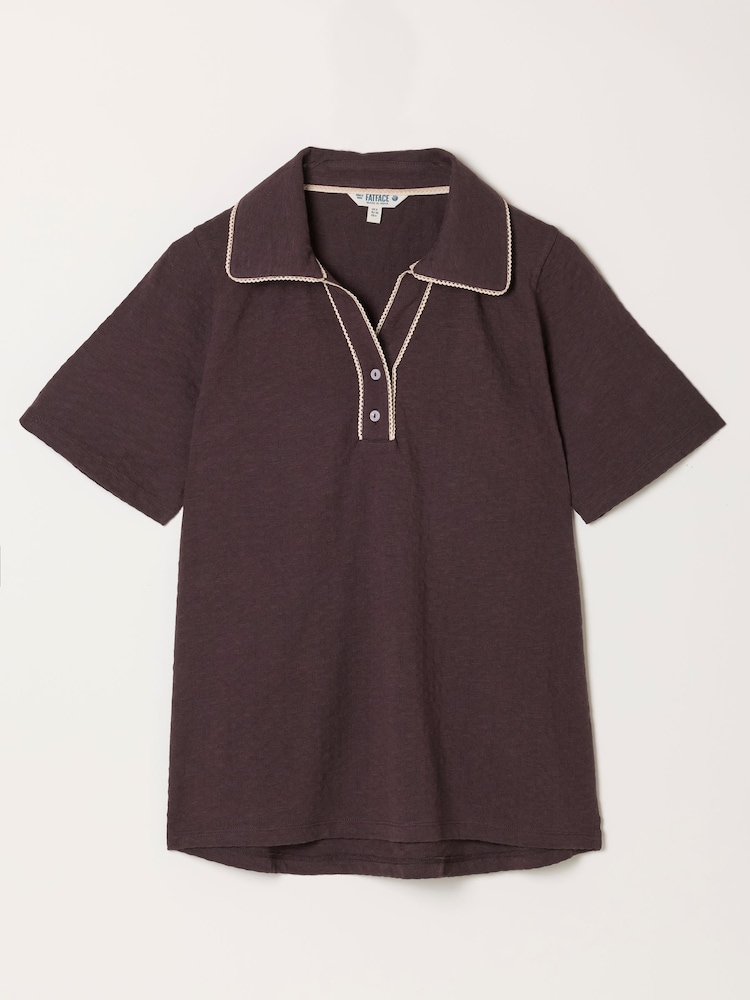 FatFace Paige Chocolate Brown Short Sleeve Jersey Shirt - Image 5 of 5