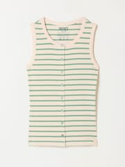 FatFace Rosa Green/Ecru Stripe Button Ribbed Vest - Image 6 of 6
