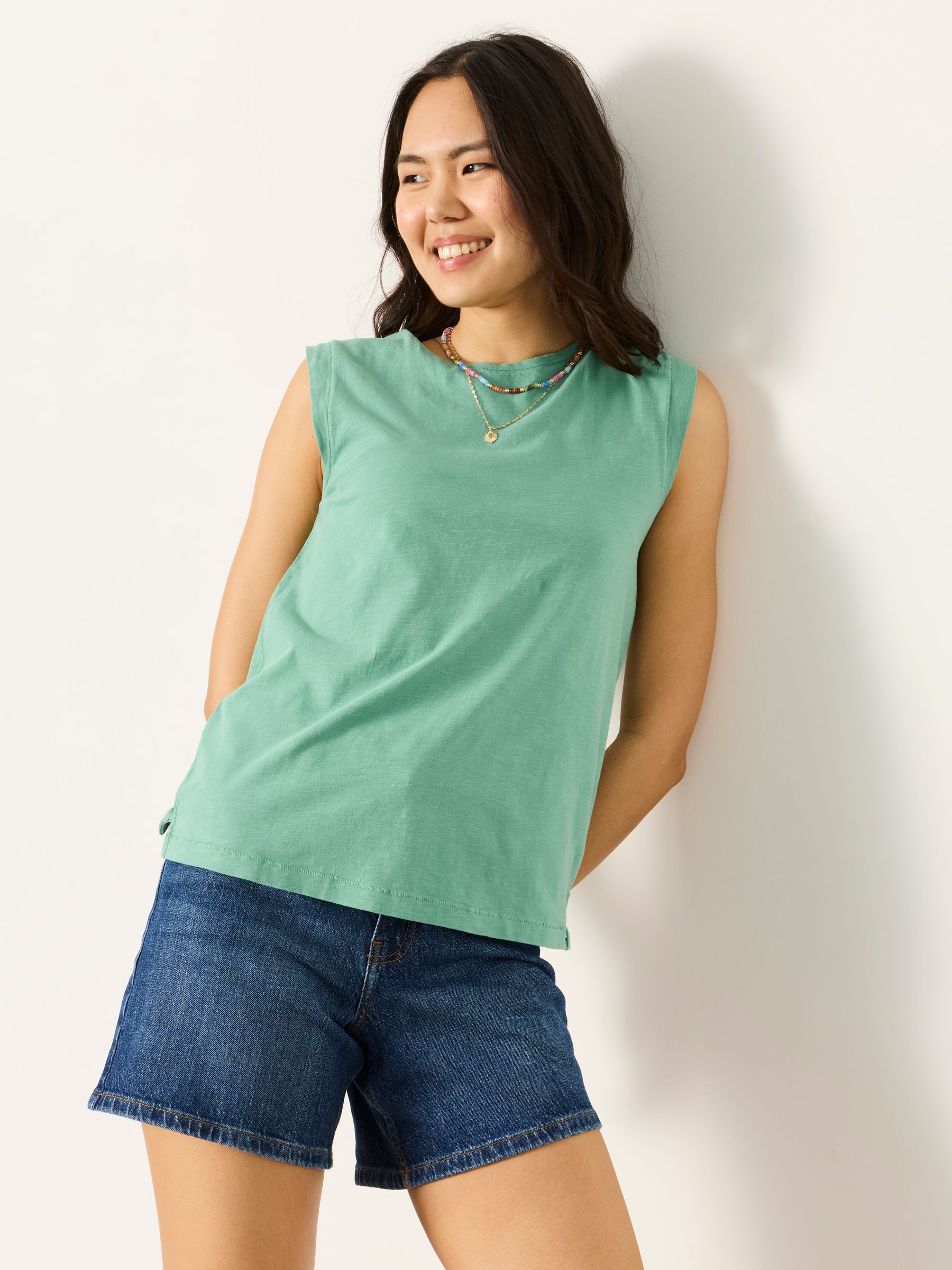 Fat Face Women's Dusky Green Fatface Tia Jersey Tank