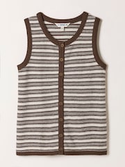 FatFace Rosa Chocolate Brown Textured Stripe Waistcoat - Image 6 of 6
