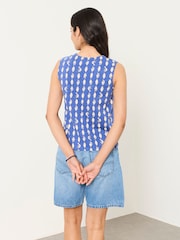 FatFace Joni Blue Linear Shells Jersey Waistcoat - Image 2 of 5