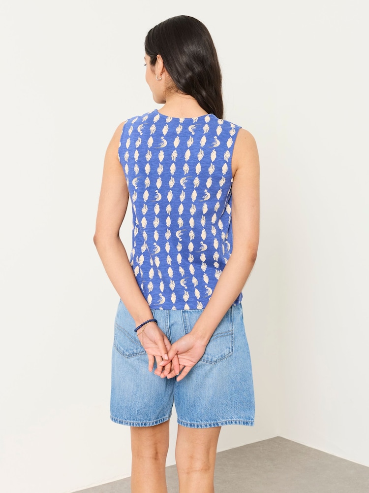 FatFace Joni Blue Linear Shells Jersey Waistcoat - Image 2 of 5