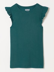 FatFace Dark Teal Green Frill Sleeveless Top - Image 1 of 1