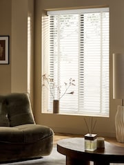 Cream Divine Made To Measure 50mm Starwood 25mm Linen Taped Venetian Blinds - Image 1 of 6