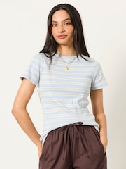 FatFace Celia Blue Stripe Short Sleeve T-Shirt - Image 1 of 5