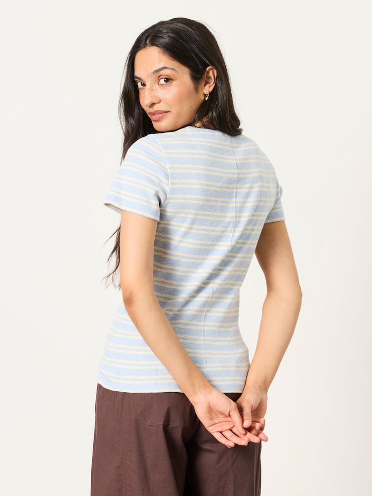 FatFace Celia Blue Stripe Short Sleeve T-Shirt - Image 2 of 5 FatFace Celia Blue Stripe Short Sleeve T-Shirt - Image 2 of 5