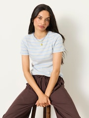 FatFace Celia Blue Stripe Short Sleeve T-Shirt - Image 4 of 5
