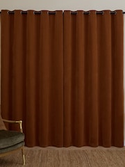 Furn Rust Soft Chenille 100% Blackout Eyelet Curtains - Image 3 of 8