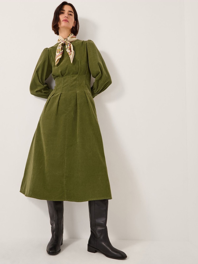 Monsoon Green Morgan Blouson Fit & Flare Midi Dress - Image 1 of 5 Monsoon Green Morgan Blouson Fit & Flare Midi Dress - Image 1 of 5
