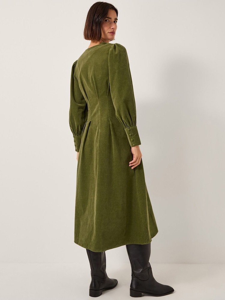 Monsoon Green Morgan Blouson Fit & Flare Midi Dress - Image 2 of 5 Monsoon Green Morgan Blouson Fit & Flare Midi Dress - Image 2 of 5