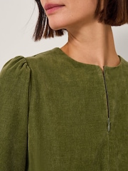 Monsoon Green Morgan Blouson Fit & Flare Midi Dress - Image 4 of 5