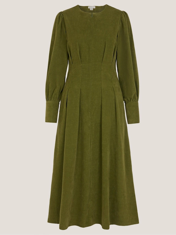 Monsoon Green Morgan Blouson Fit & Flare Midi Dress - Image 5 of 5