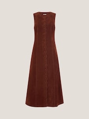 Monsoon Red Rubi Sleeveless Scallop Midi Dress - Image 1 of 1