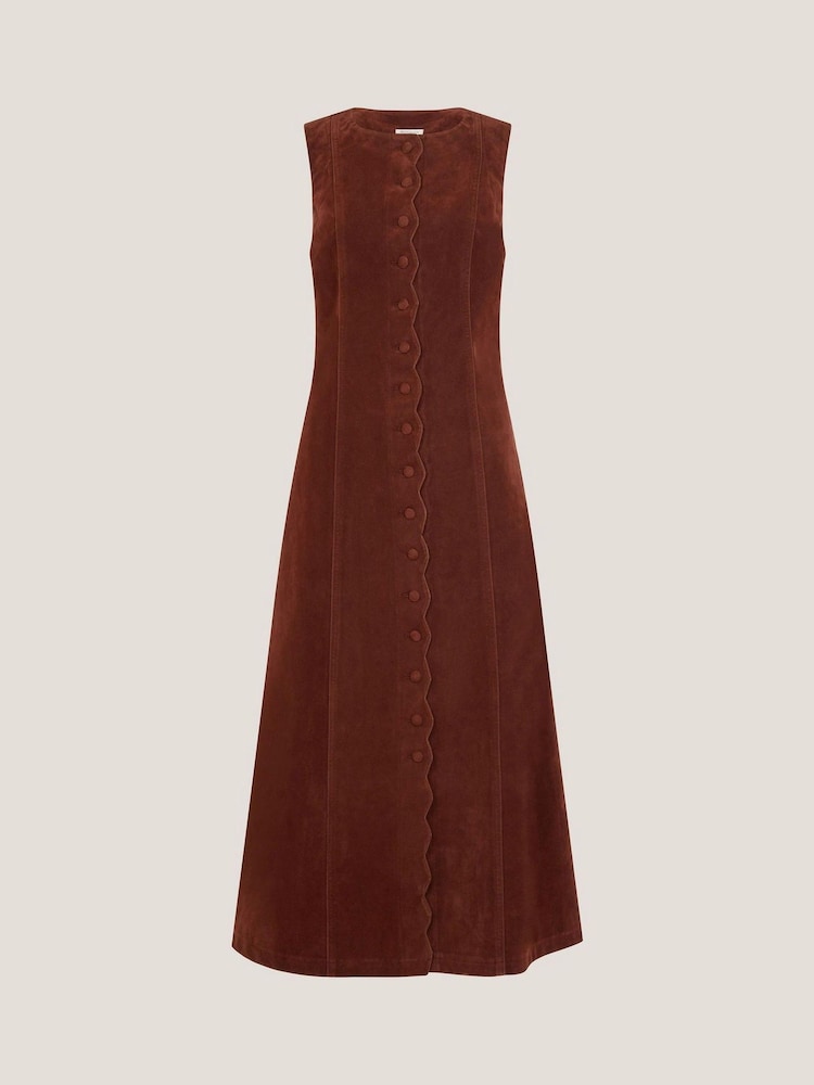 Monsoon Red Rubi Sleeveless Scallop Midi Dress - Image 1 of 1