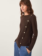 Monsoon Brown Bonnie Asymmetrical Button Jumper - Image 1 of 4