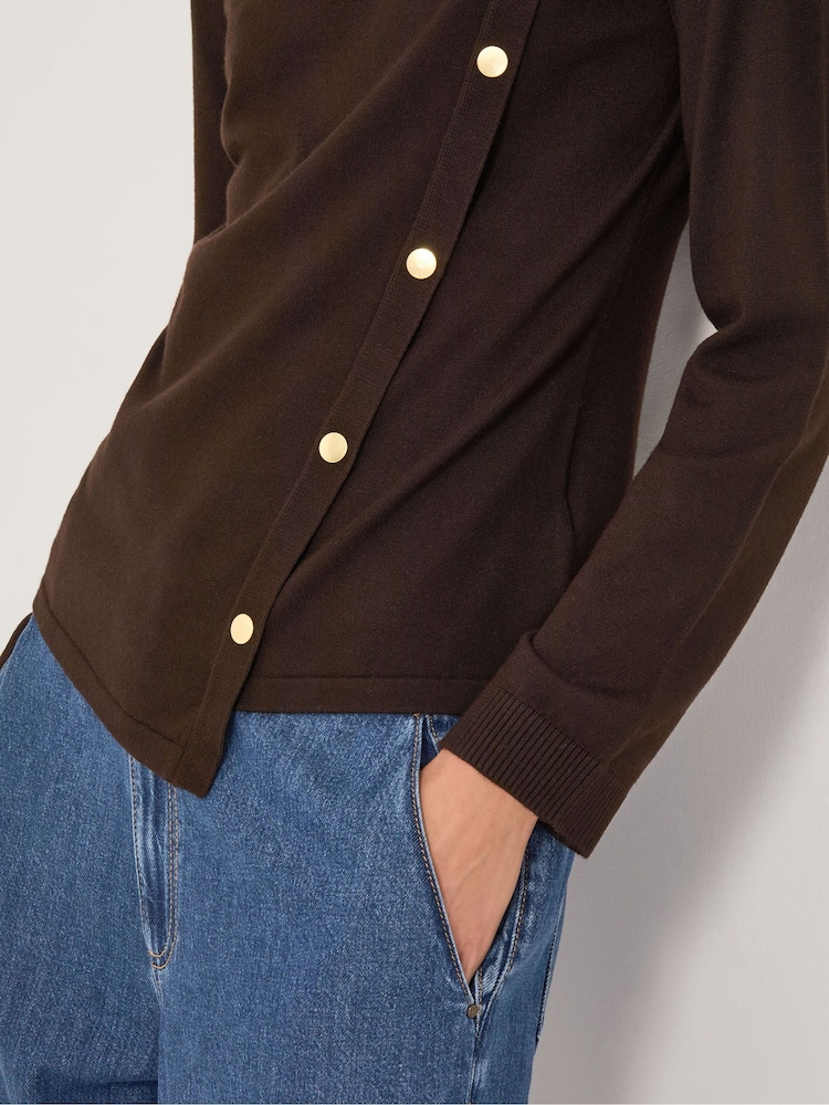 Monsoon Brown Bonnie Asymmetrical Button Jumper - Image 4 of 4 Monsoon Brown Bonnie Asymmetrical Button Jumper - Image 4 of 4