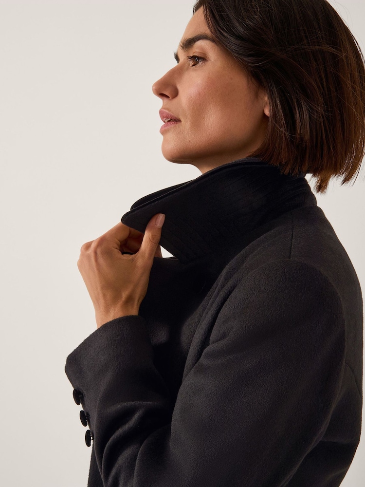 Monsoon Black Lottie Velvet Trim Double Breasted Coat - Image 2 of 6 Monsoon Black Lottie Velvet Trim Double Breasted Coat - Image 2 of 6