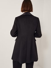 Monsoon Black Lottie Velvet Trim Double Breasted Coat - Image 3 of 6