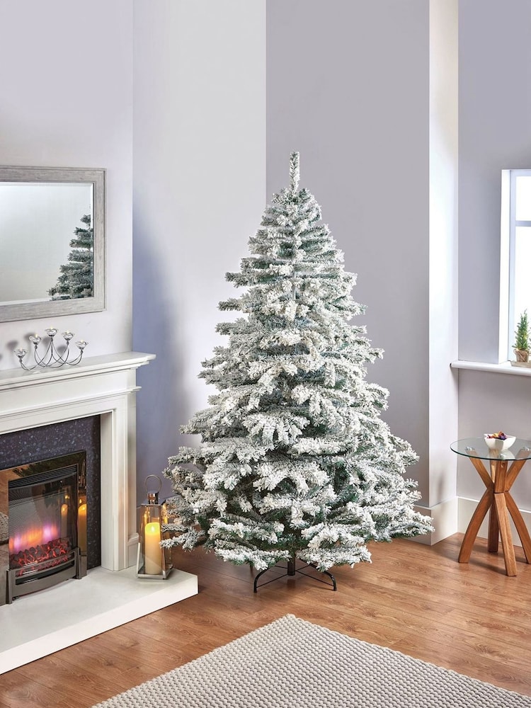 Premier Decorations Ltd 7ft Flocked Mountain Pine Flocked Christmas Tree - Image 1 of 5