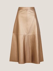 Monsoon Brown Pippa Faux Leather Midi Skirt - Image 1 of 1