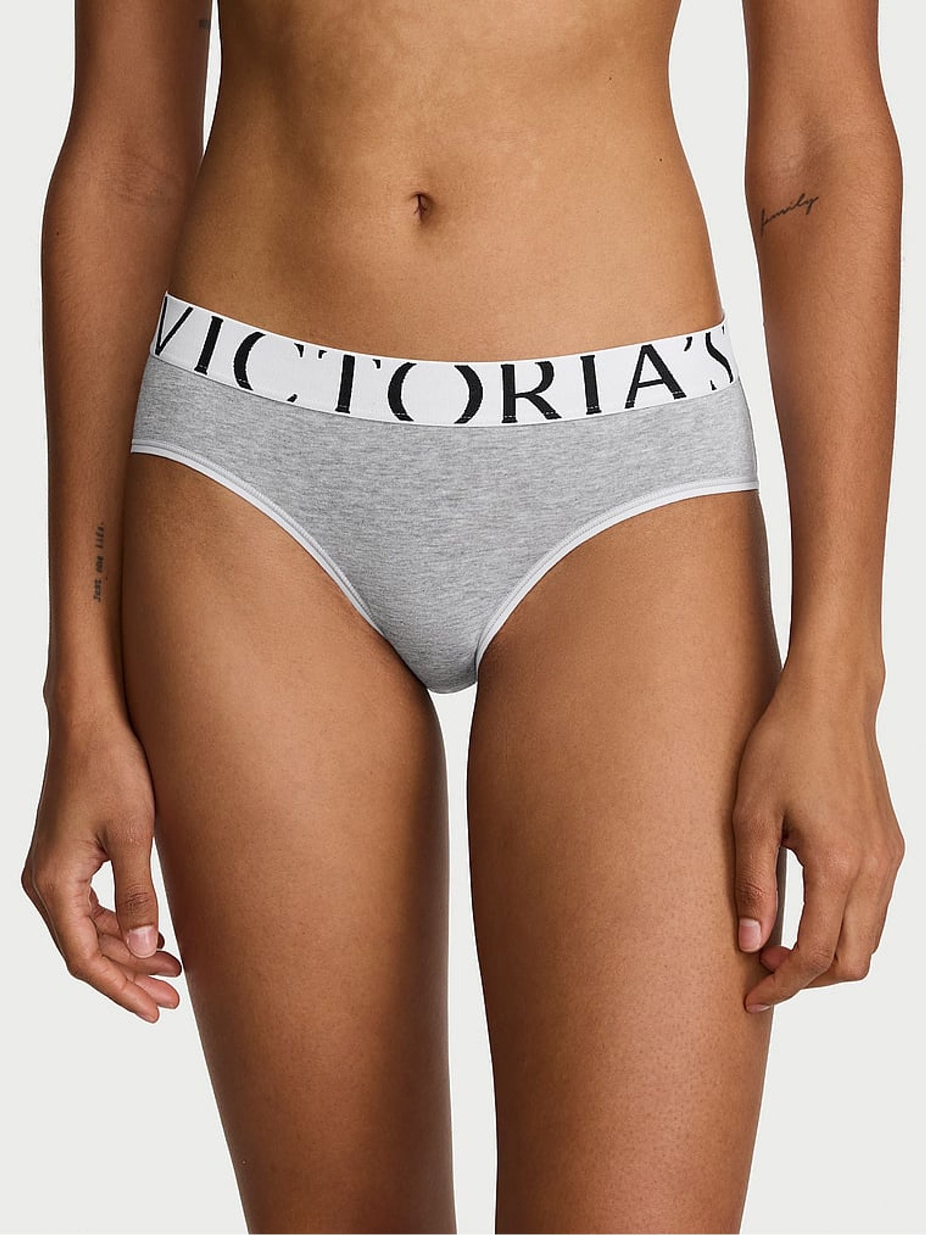 Victoria's Secret Medium Heather Grey Hipster Exploded Logo Knickers