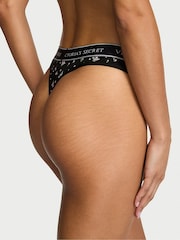 Victoria's Secret Black Ditsy Floral Thong Logo Knickers - Image 2 of 2