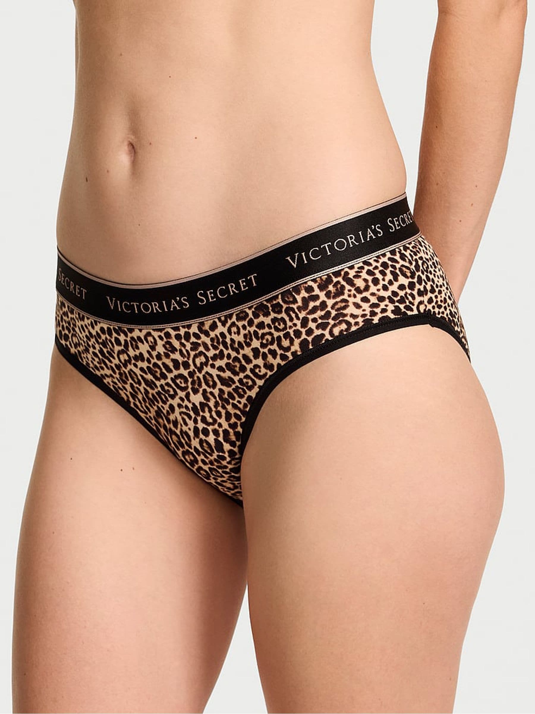 Victoria's Secret Leopard Black Hipster Logo Knickers