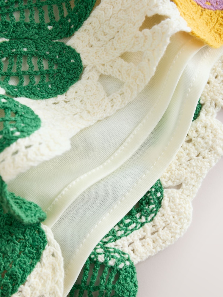 Multi Bright Floral Crochet Co-Ord Cotton Rich Shorts - Image 3 of 3