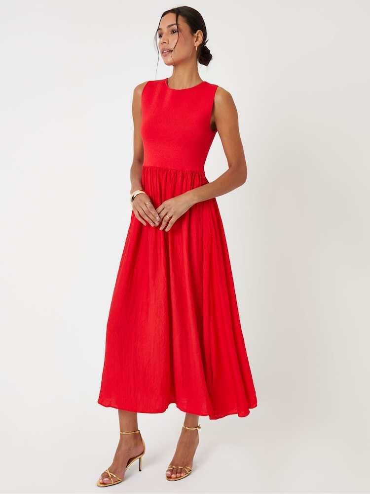 Threadbare Red 2-In-1 Sleeveless Knitted Vest Maxi Dress - Image 1 of 4 Threadbare Red 2-In-1 Sleeveless Knitted Vest Maxi Dress - Image 1 of 4