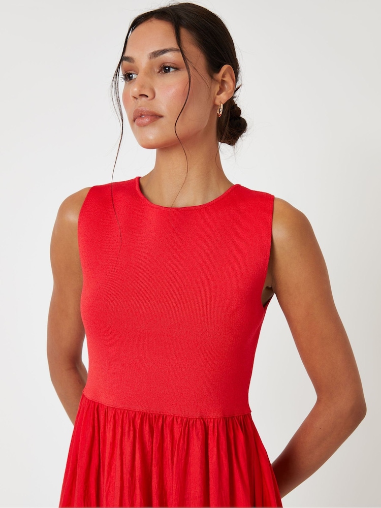 Threadbare Red 2-In-1 Sleeveless Knitted Vest Maxi Dress - Image 2 of 4 Threadbare Red 2-In-1 Sleeveless Knitted Vest Maxi Dress - Image 2 of 4