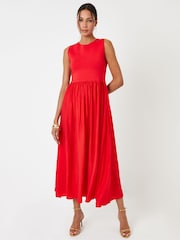 Threadbare Red 2-In-1 Sleeveless Knitted Vest Maxi Dress - Image 3 of 4