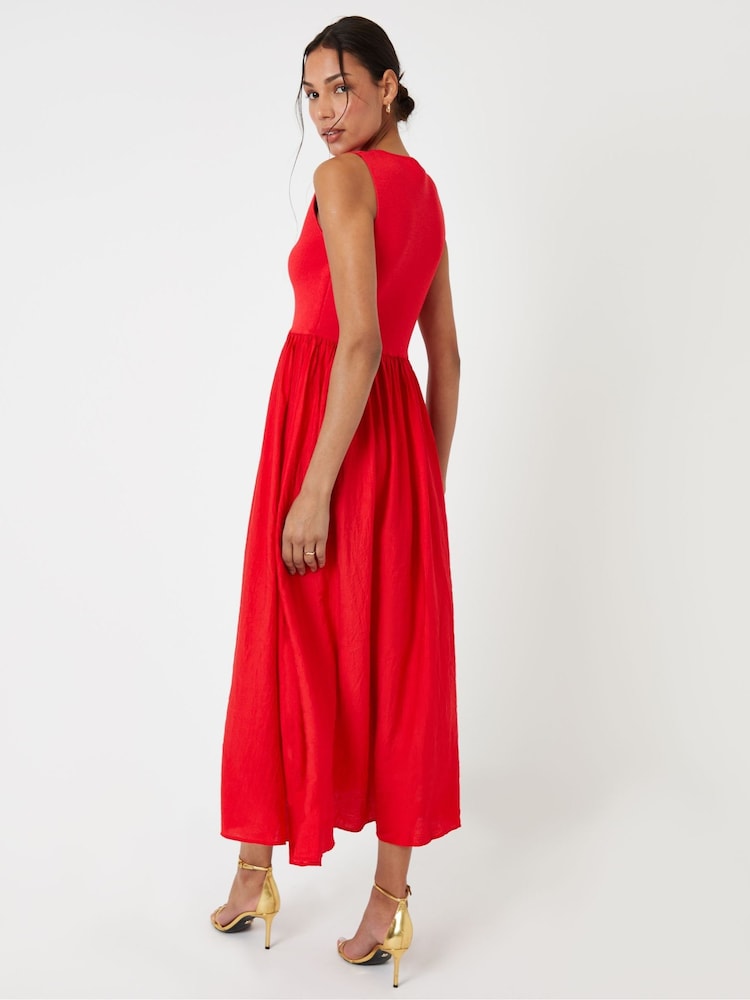 Threadbare Red 2-In-1 Sleeveless Knitted Vest Maxi Dress - Image 4 of 4 Threadbare Red 2-In-1 Sleeveless Knitted Vest Maxi Dress - Image 4 of 4