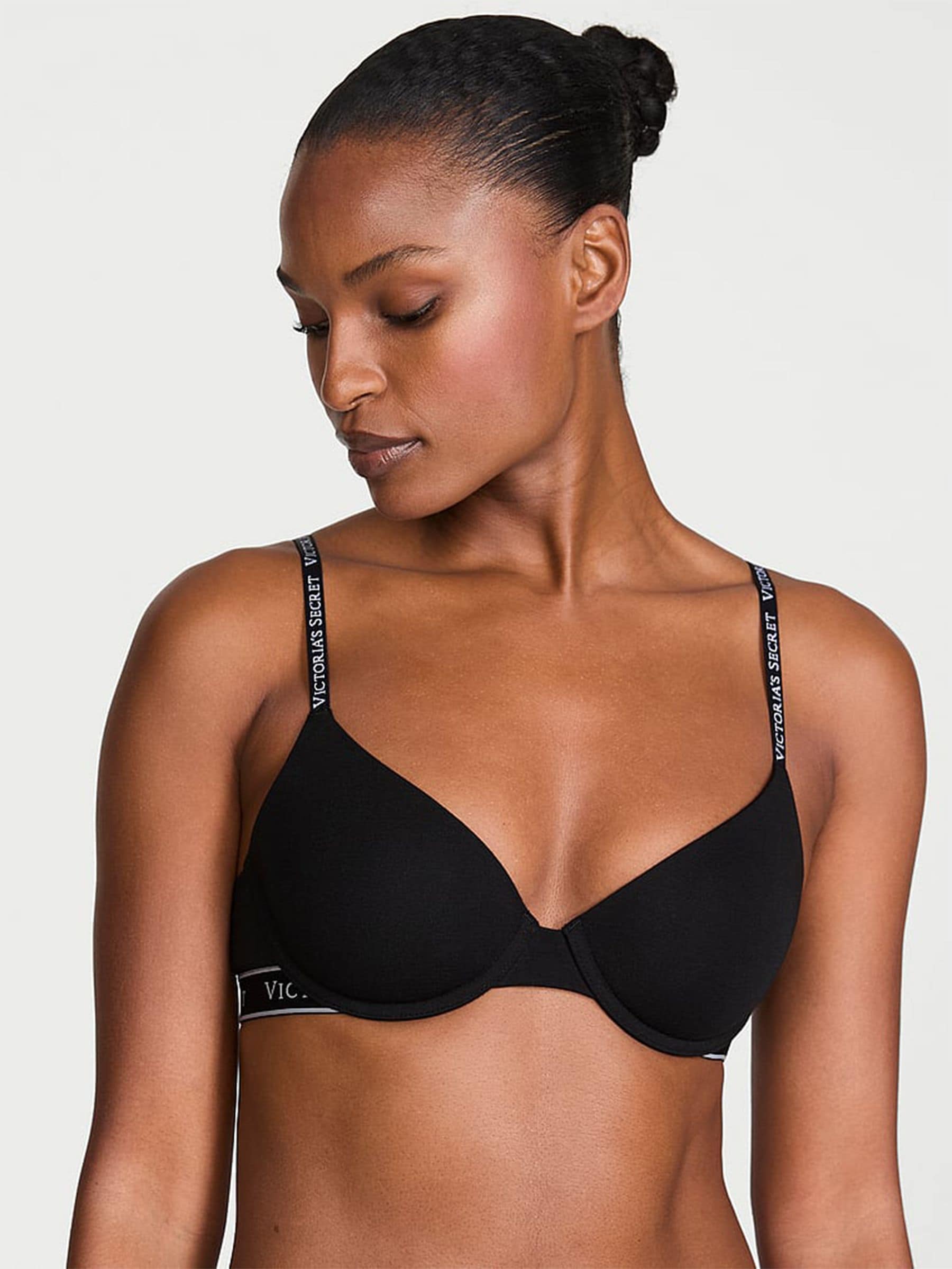 Victoria's Secret Black Lightly Lined Demi Cotton Logo Bra