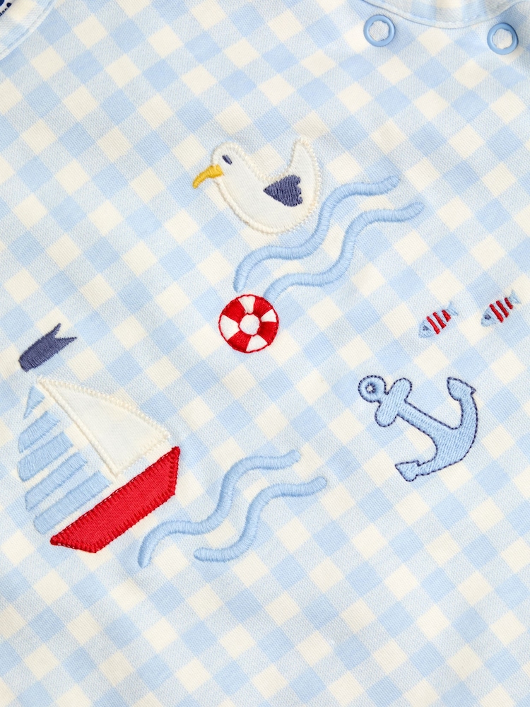 JoJo Maman Bébé Blue Gingham Nautical 1.5 Tog Baby Sleeping Bag - Image 5 of 5
