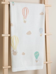 JoJo Maman Bébé Natural Hot Air Balloon Embroidered Blanket - Image 1 of 5