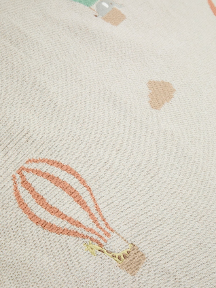 JoJo Maman Bébé Natural Hot Air Balloon Embroidered Blanket - Image 5 of 5 JoJo Maman Bébé Natural Hot Air Balloon Embroidered Blanket - Image 5 of 5