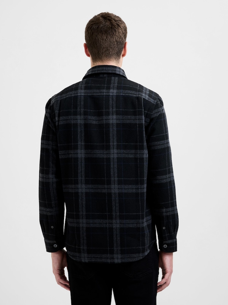French Connection Black Check Long Sleeve Button-Up Twill Shirt - Image 2 of 5 French Connection Black Check Long Sleeve Button-Up Twill Shirt - Image 2 of 5